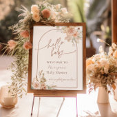 ボホパンパスグラスベビーシャワーアーチウェルカム ポスター