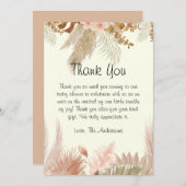 ボホパンパスグラスベビーシャワーサンキューカード サンキューカード (正面/裏面)