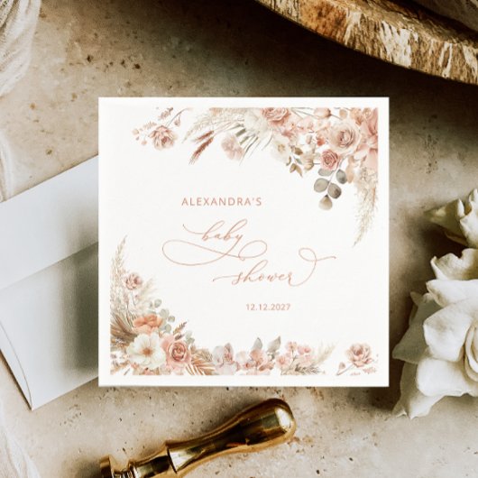 ボホパンパスグラスベビーシャワー スタンダードカクテルナプキン