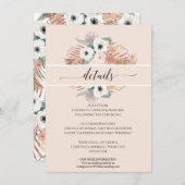 ボホパンパスグラスホワイト赤面フローラパーム葉 招待状 (正面/裏面)