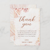 ボホパンパスグラスボヘミアンフローラ赤面テラコッタ サンキューカード (正面/裏面)