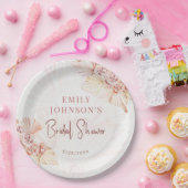 ボホパンパスグラスボヘミアンブライダルシャワーテーブル ペーパープレート (パーティー)