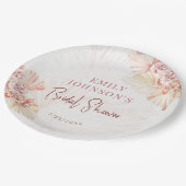 ボホパンパスグラスボヘミアンブライダルシャワーテーブル ペーパープレート (アングル)