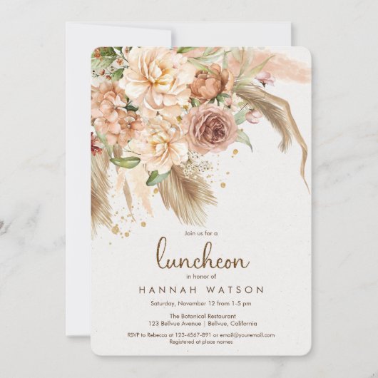 ボホパンパスグラスボヘミアン砂漠の昼食会 招待状 (正面)