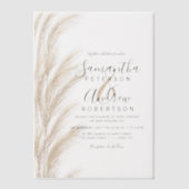 ボホパンパスグラスボモダンヘミアン結婚ズ ベラム紙招待状 (正面)