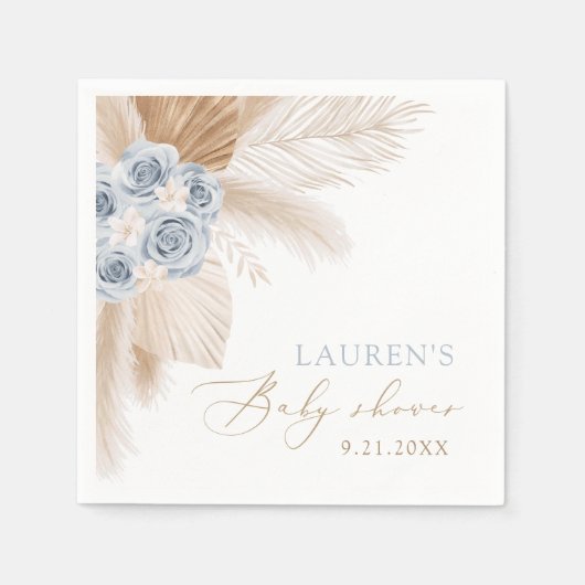 ボホパンパスグラスボーイベビーシャワーナプキンズ スタンダードカクテルナプキン (正面)