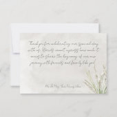 ボホパンパスグラスミニマルモダン結婚の感謝 サンキューカード (裏面)