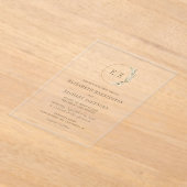 ボホパンパスグラスモノグラムリース結婚ズ アクリル招待状 (レイダウン)