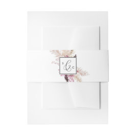 ボホパンパスグラスモノグラム結婚ズ 招待状ベリーバンド