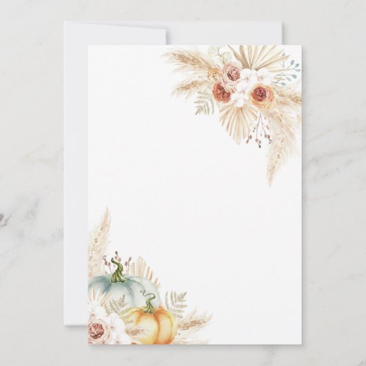 ボホパンパスグラスリトルカボキンベイビーシャワー 招待状 (裏面)