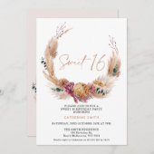 ボホパンパスグラスリーススウィート16誕生日 招待状 (正面/裏面)