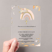 ボホパンパスグラスレインボーガールバピティズム《キリスト教》洗礼式や命名式 アクリル招待状 (インサイチュ (ポータブル))