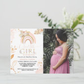 ボホパンパスグラスレインボーデザートガールベビーシャワー 招待状 (スタンド正面)