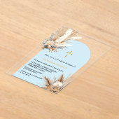 ボホパンパスグラスレインボーボーボーボーバプティスバプティス《キリスト教》洗礼式や命名式 アクリル招待状 (レイダウン)