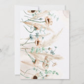 ボホパンパスグラスワイルドフラワーブライダルシャワー 招待状 (裏面)