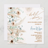 ボホパンパスグラスワイルドフラワーブライダルシャワー 招待状 (正面/裏面)