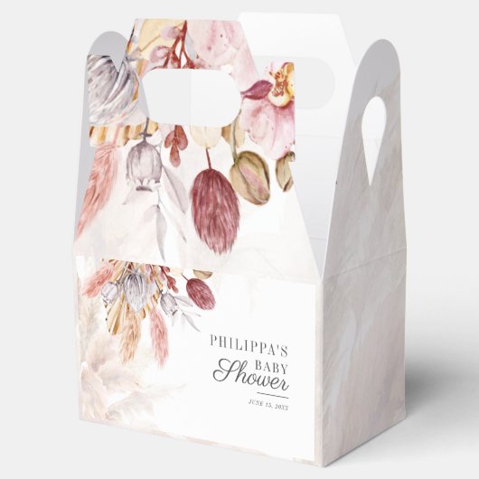ボホパンパスグラス乾燥した花女の子ベビーシャワー フェイバーボックス (オープン)