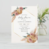 ボホパンパスグラス乾燥ブーケ赤ちゃんシャワー 招待状 (スタンド正面)