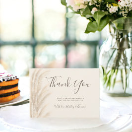 ボホパンパスグラス感謝していベージュあなた赤ちゃんシャワー サンキューカード