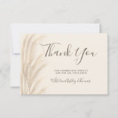 ボホパンパスグラス感謝していベージュあなた赤ちゃんシャワー サンキューカード (正面)