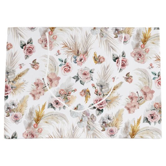 ボホパンパスグラス抱き枕赤面フローラ ラージペーパーバッグ (正面)