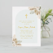 ボホパンパスグラス最初の聖餐式ホイル招待 箔招待状 (立ち正面)