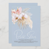ボホパンパスグラス熱帯花ブライダルシャワー 招待状 (正面/裏面)