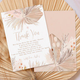 ボホパンパスグラス男女兼用シックな赤ちゃんシャワー サンキューカード