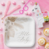 ボホパンパスグラス男女兼用赤ちゃんシャワー ペーパープレート (パーティー)