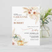 ボホパンパスグラス秋パンプキン結婚式招待状 招待状 (スタンド正面)