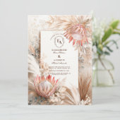 ボホパンパスグラス素朴ズ結婚デザイン 招待状 (スタンド正面)