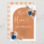 ボホパンパスグラス素朴フローラ引っ越し祝いパーティーパーティー 招待状 (正面/裏面)