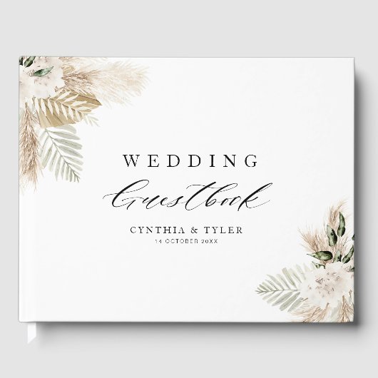 ボホパンパスグラス結婚グリーンリーのゲストブック ゲストブック (正面)