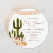 ボホパンパスグラス結婚ズサボテンフローラ 招待状 (正面/裏面)