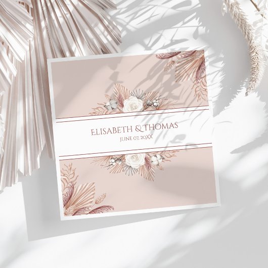 ボホパンパスグラス結婚ズ スタンダードカクテルナプキン