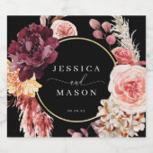 ボホパンパスグラス結婚ズ スパークリングワインラベル (シングルラベル)