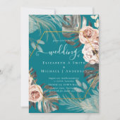 ボホパンパスグラス結婚トロピカル 招待状 (正面)