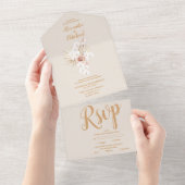ボホパンパスグラス結婚フローラ オールインワン招待状 (貼ってはがせる)
