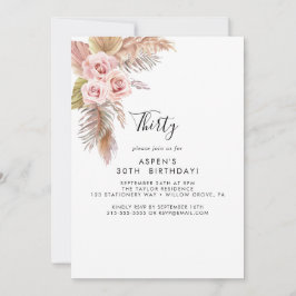 ボホパンパスグラス30th誕生日招待状 招待状