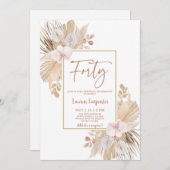 ボホパンパスグラス40th誕生日招待状 招待状 (正面/裏面)