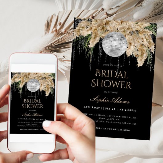 ボホパンパスグラス ディスコボール ブラック ブライズシャワー 招待状