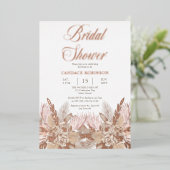 ボホパンパスグラス |バラピンクブライダルシャワー 箔招待状 (立ち正面)