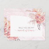 ボホパンパスグラス |バラメイド・オブ・オーナー(花嫁付き添い人)要求 インビテーションポストカード (正面/裏面)