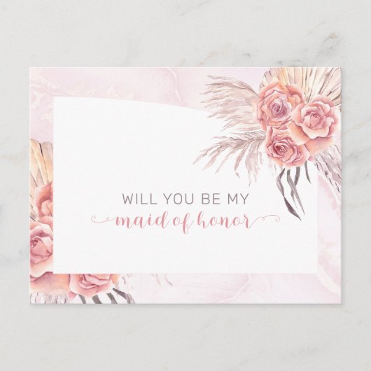 ボホパンパスグラス |バラメイド・オブ・オーナー(花嫁付き添い人)要求 インビテーションポストカード (正面)