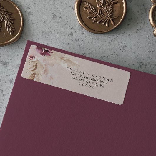 ボホパンパスグラス |ピーチ差出人住所ラベル ラベル