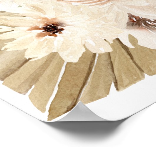 ボホパンパスグラス&ベージュフローラオープンバーサイン1 ポスター (角)