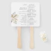 ボホパンパスグラス&ベージュ結婚のセレモニープログラム ハンドファン (正面&裏面)