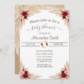 ボホパンパスグラス |赤ちゃんシャワー 招待状 (正面/裏面)