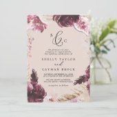 ボホパンパスグラス | Peach フォーマル Monogram結婚's 招待状 (スタンド正面)