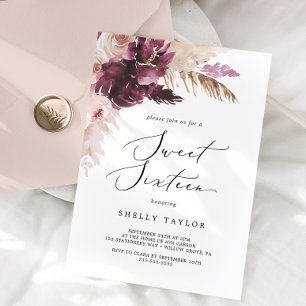 ボホパンパスグラスSweet sixteen誕生日 招待状